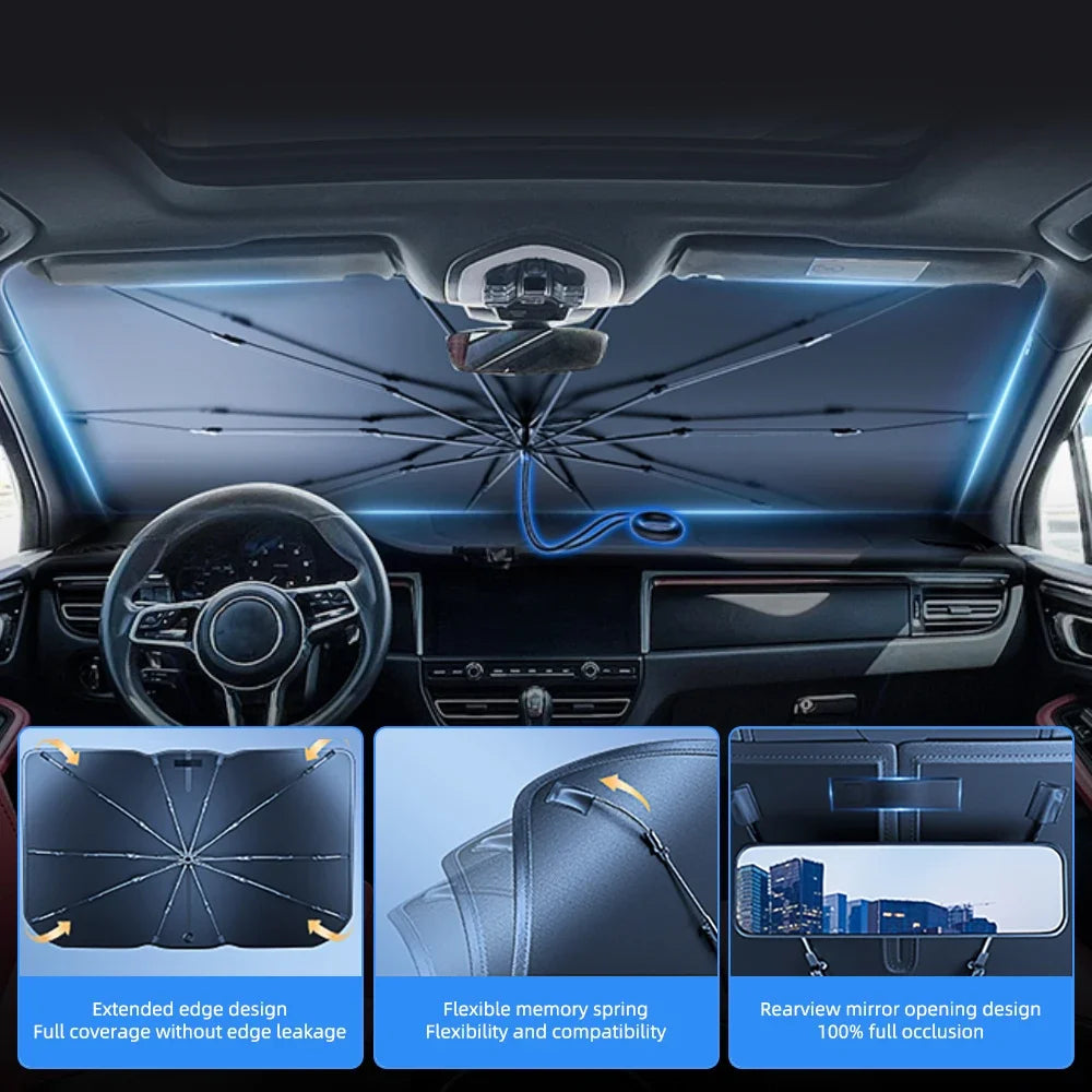 UPF 50+ car windshield sunshade. UV Protection Foldable Sun Visor for Cars