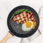 Nonstick Cookware Set 12pcs - Black Granite Induction Compatible