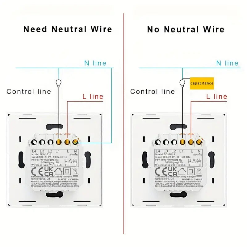 WiFi Smart Light Switch 1-4 Gang - Universal Smart Home Control