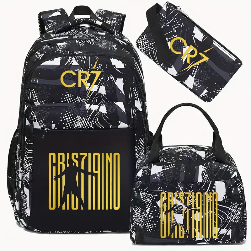 CR7 Sports Nylon Backpack Set - Durable Lightweight Sports Bag