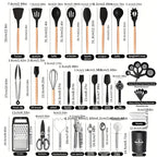 44pcs Silicone Kitchen Utensil Set with Non-Stick Wooden Handles