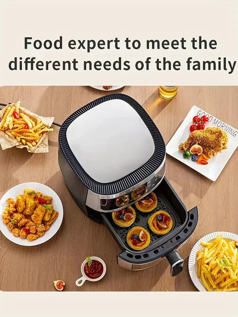Air fryer cooking a variety of fried foods, including snacks and sides for family meals.