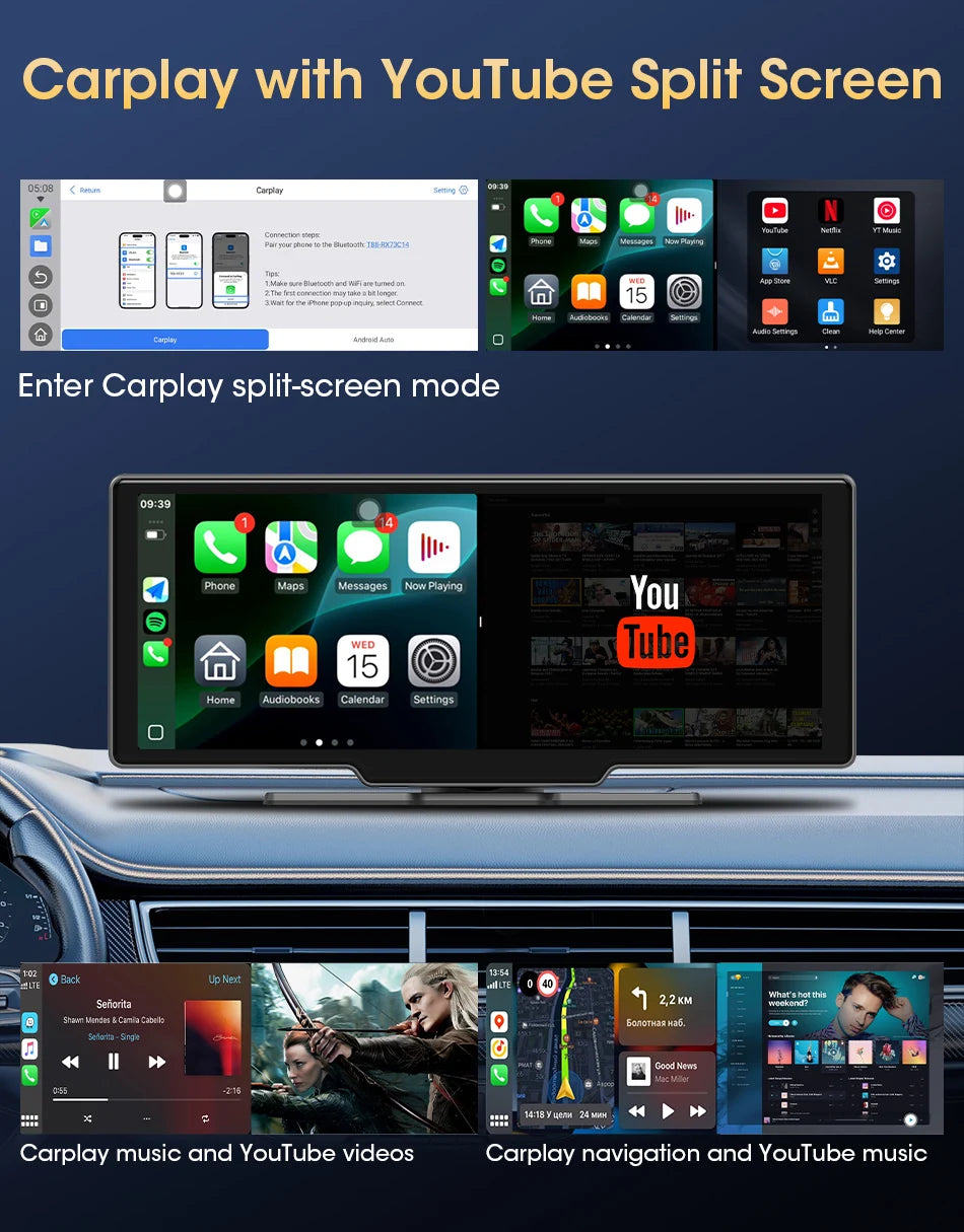 Universal Portable CarPlay Screen 10.1 