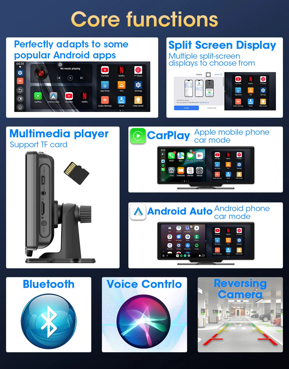 Universal Portable CarPlay Screen 10.1 