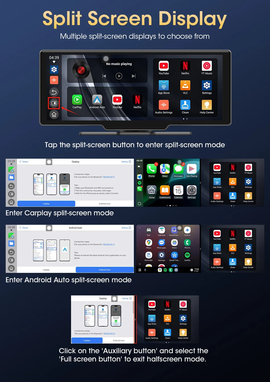 Universal Portable CarPlay Screen 10.1 