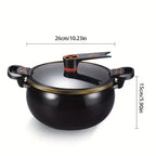 7L Iron Stock Pot with Glass Lid - Large Capacity Dual Handle Cooking Pot