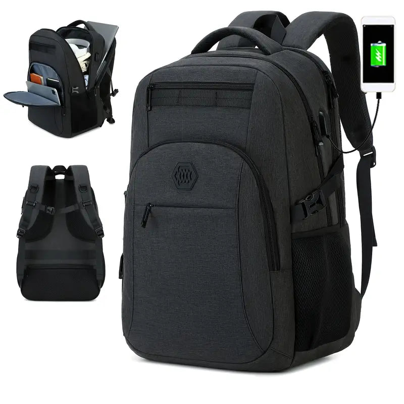 Travel Backpack USB Charging Port - Lightweight Laptop Bag