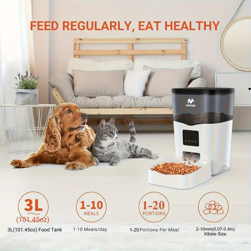 Smart WiFi Pet Feeder 3L automatic pet food dispenser